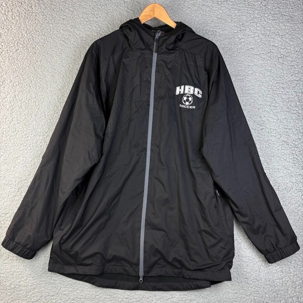 XARA Men's Soccer Jacket  Size Large Hooded NWT Lined Training Coach Rain Black